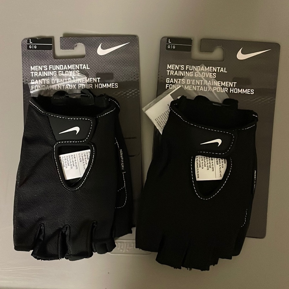 NWT 2 Pair Nike Mens Fundamental Training Gloves Black Large